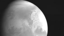 An image of Mars returned from Tianwen-1 from 2.2 million kilometers, ahead of Mars orbit insertion.